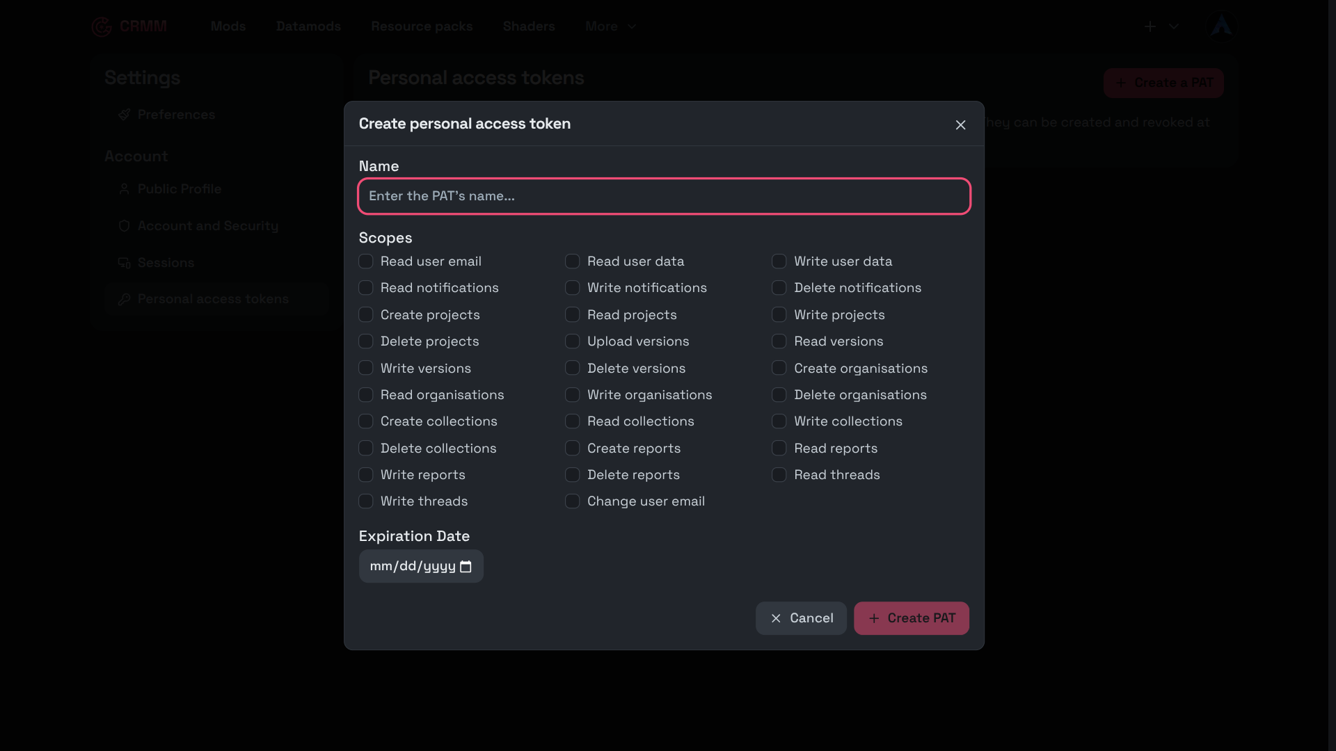 Fine-grained Personal Access Tokens